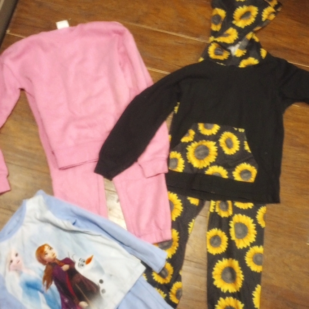 Little girls size 6 "2 piece outfits" and bonus pair PJs